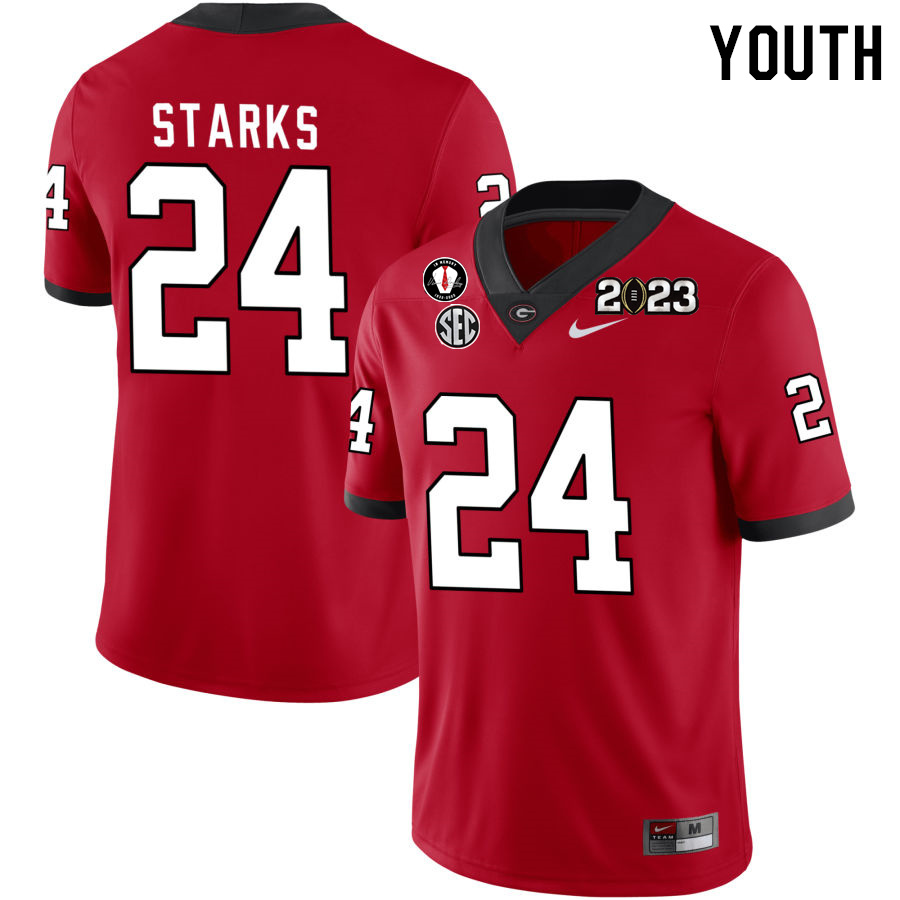 Georgia Bulldogs Youth Malaki Starks #24 Red 2022-23 CTP National Championship Stitched College UGA Football Jersey 23NN014SQ